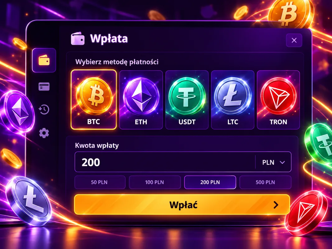 Wpłata kryptowalutą w F1 Casino – wybór BTC, USDT lub ETH w kasie kasyna