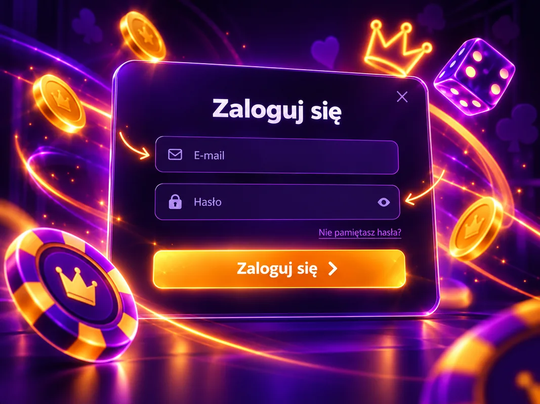 Okno logowania F1 Casino z polami e-mail i hasło oraz linkiem do odzyskania hasła